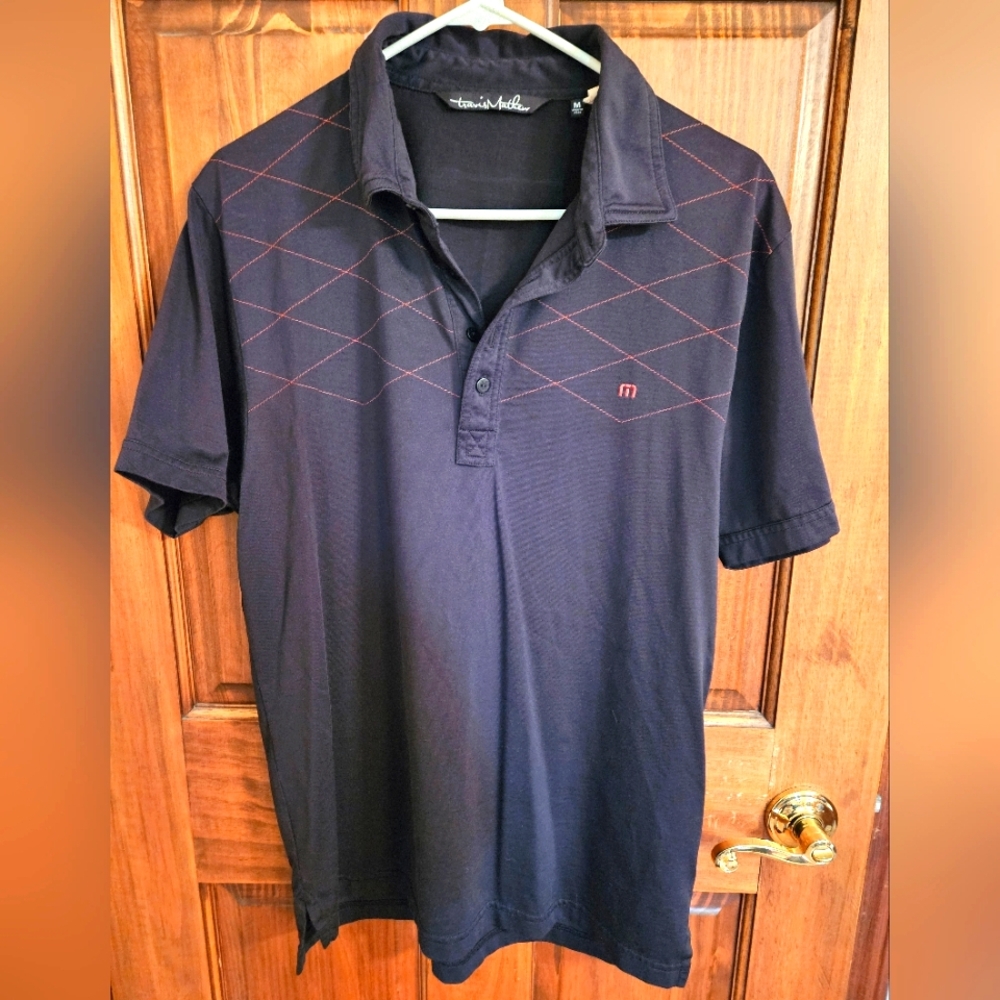 Travis Mathew Black and Red Polo Shirt